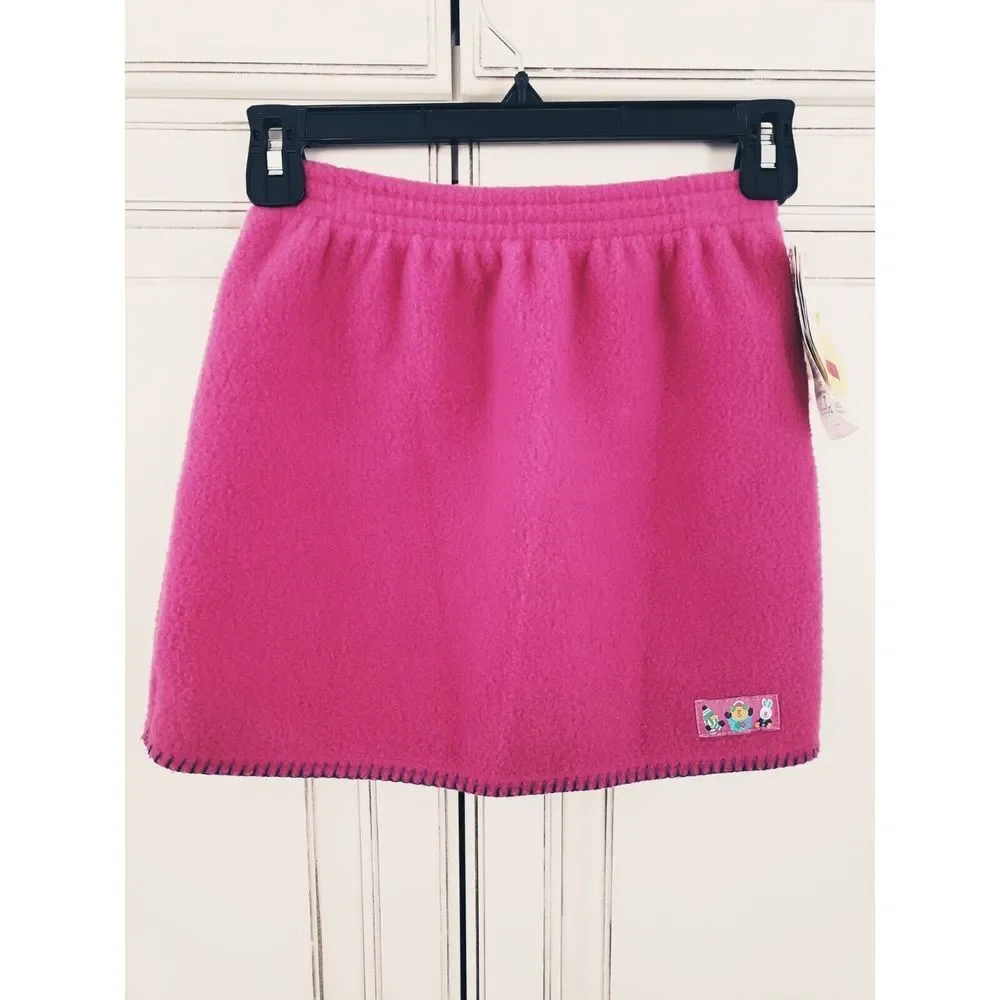 Girls Vtg Buster Brown Fleece Skirt Pink‎ 6X Bunny Bear Penguin Soft Kinder
